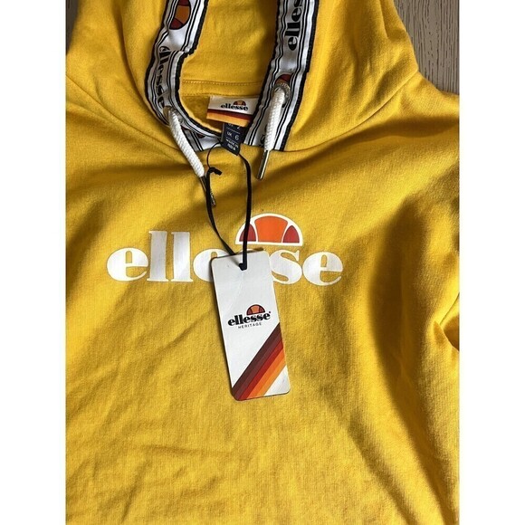 Ellesse Ellela Oh Women’s Yellow Cropped Pullover Hoodie Sweatshirt Sz 6 New - Picture 3 of 9